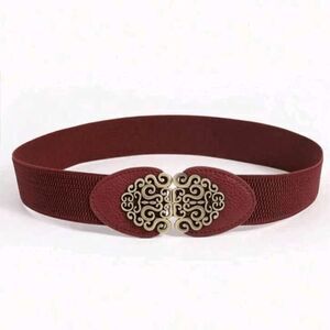 2/$21 Ladies Burgundy Female Fashionable Vintage Style Belt (29.5 Inches)